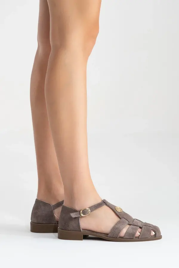 Zeyn 4168 Vizon Süet Kadın Sandalet - 7