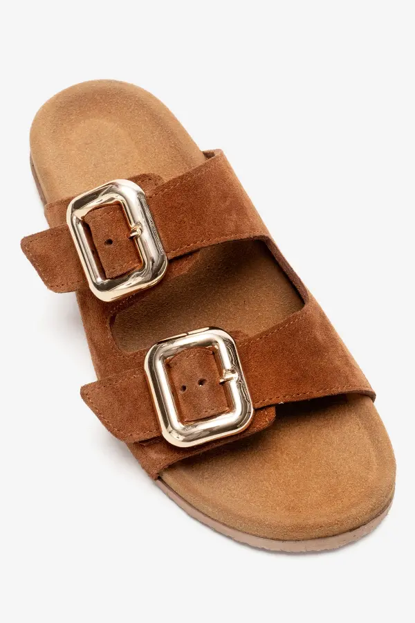 Zeyn 7543 Taba Süet Kadın Terlik - 5