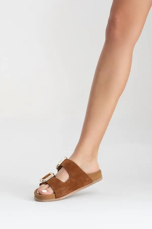 Zeyn 7543 Taba Süet Kadın Terlik - 7