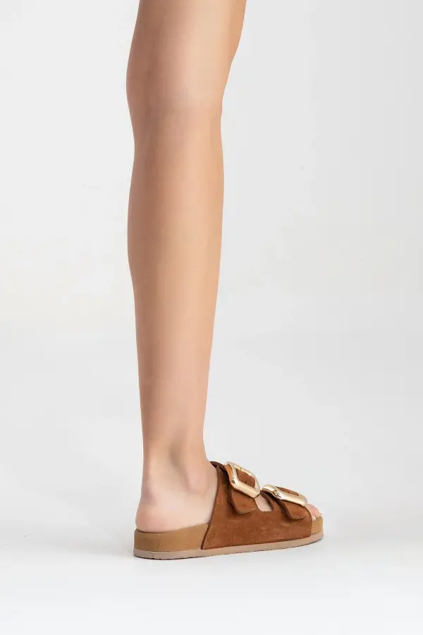 Zeyn 7543 Taba Süet Kadın Terlik - 8