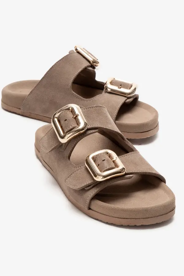 Zeyn 7543 Vizon Süet Kadın Terlik - 2