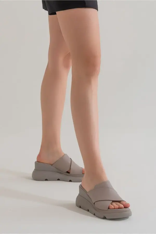 Zeyn 7673 Gri Kadın Terlik - 1