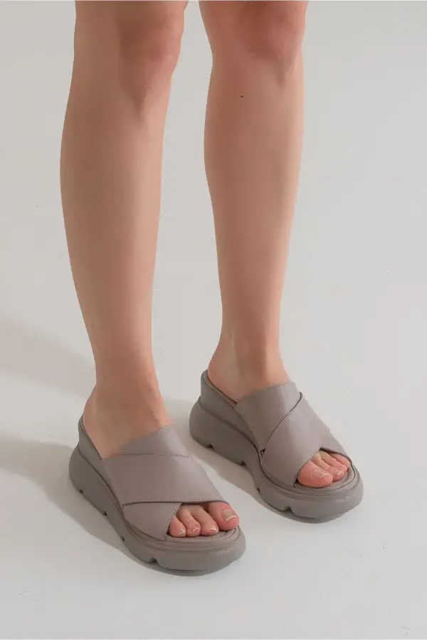 Zeyn 7673 Gri Kadın Terlik - 4