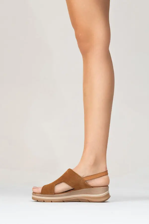 Zeyn 8059 Taba Süet Kadın Sandalet - 5