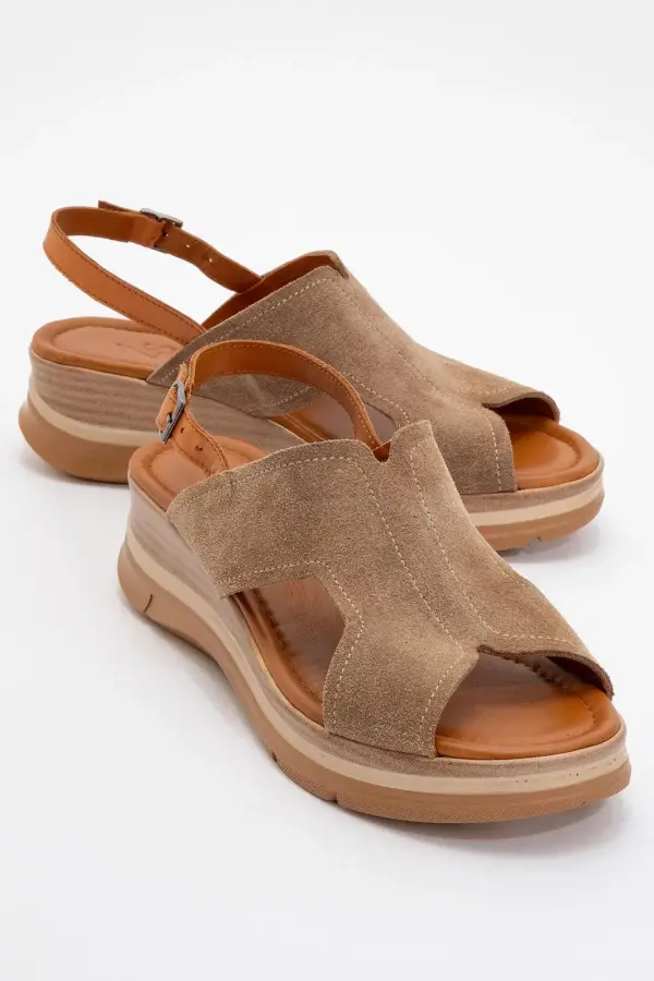 Zeyn 8059 Vizon Süet Kadın Sandalet - 3
