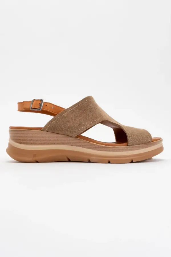Zeyn 8059 Vizon Süet Kadın Sandalet - 4