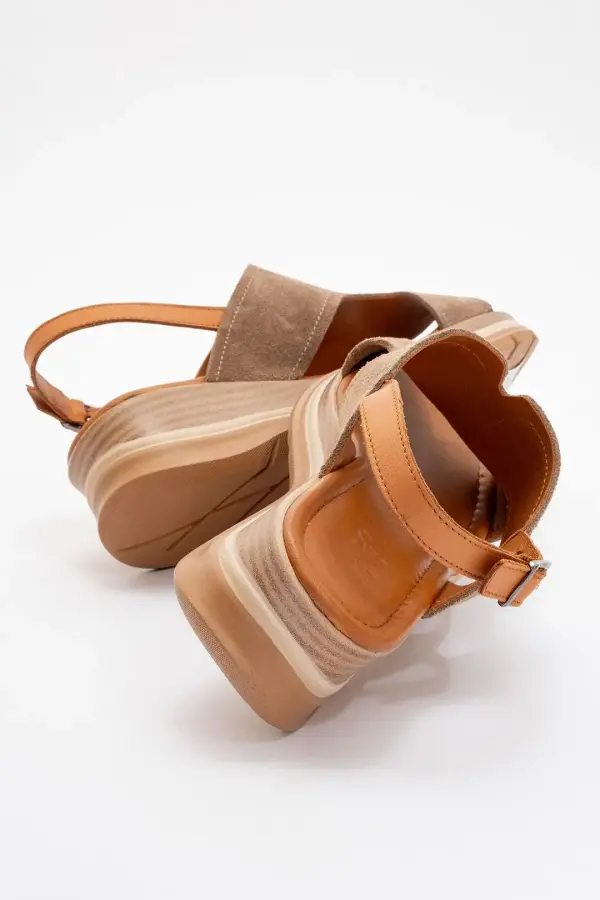 Zeyn 8059 Vizon Süet Kadın Sandalet - 5