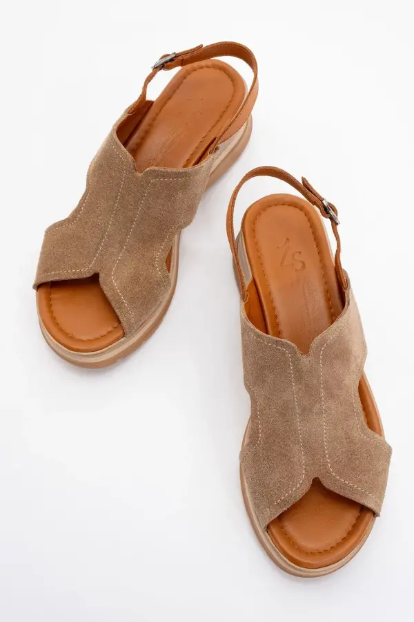 Zeyn 8059 Vizon Süet Kadın Sandalet - 6